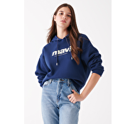 Mavi - Mavi Logo Baskılı Kapüşonlu Lacivert Sweatshirt 168334-70488