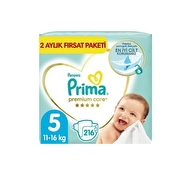 Prima Premium Care 5 Numara Aylık Fırsat Paketi Bebek Bezi 216 Adet