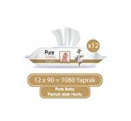 Pure Baby Organik Pamuklu Islak Havlu 12 × 90 1080 Yaprak