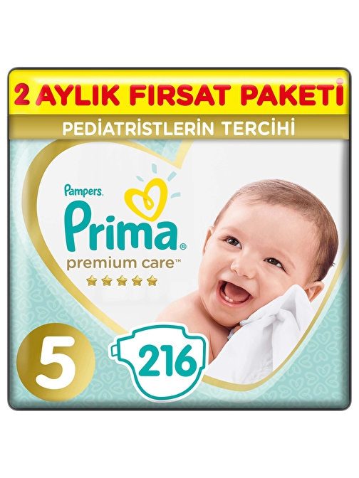 Prima Premium Care 11 - 16 kg 5 Numara Aylık Fırsat Paketi Bebek Bezi 216 Adet