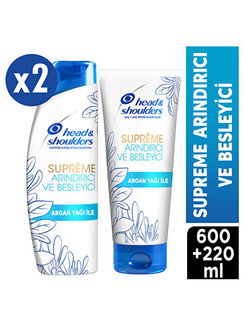 Head & Shoulders Supreme Arındırıcı Şampuan 2 x 300 ml + 220 ml Saç Kremi