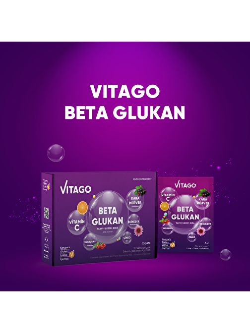 Vitago Beta Glukan Karamürver C Vitamini İçeren Efervesan Saşe 10 Adet