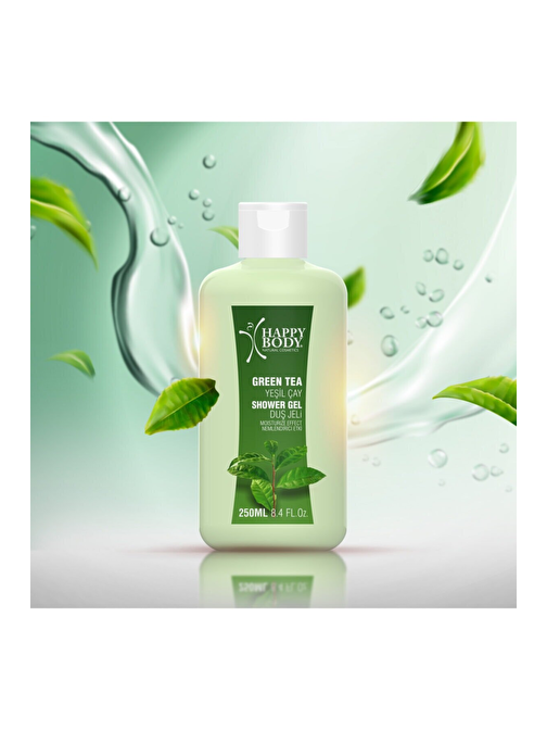 Happy Body Zengileştirilmiş Formüllü Ferahlatıcı Arındırıcı Ve Dinlendirici Özellikli Kalıcı Yeşil Çay Aromalı Kokulu Nemlendirici Duş Jeli 250 ml