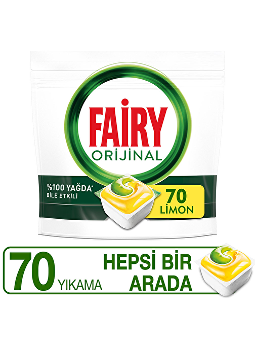 Fairy Hepsi Bir Arada Limon Kokulu Bulaşık Makinesi Deterjanı Kapsülü 70 Yıkama