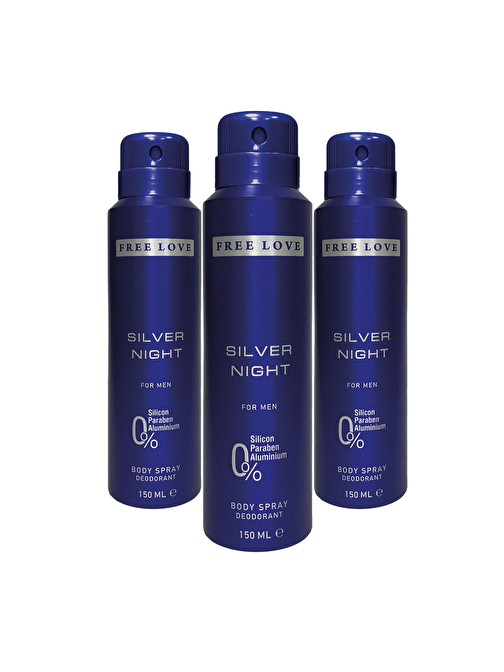 Free Love Silver Night Erkek Deodorant 150 ml 3 Adet