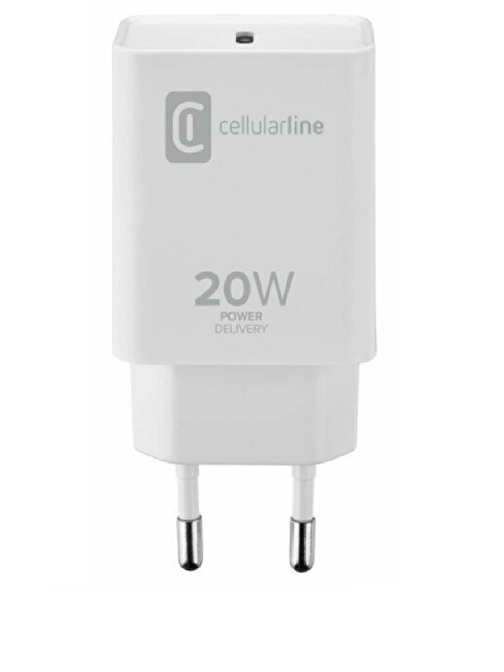 Cellularline iPhone Uyumlu USB-C 20W Şarj Aleti Beyaz