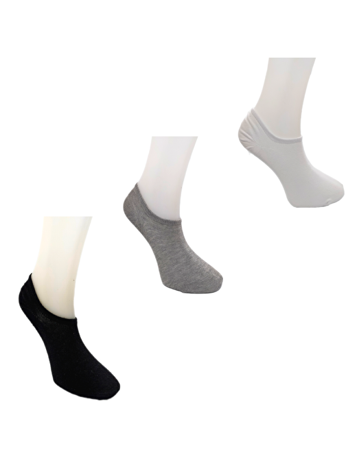 SOCKSCDCOFFICIAL Erkek Görünmez Kaydırmaz Patik Çorap 3 Adet (Siyah,Gri,Beyaz)