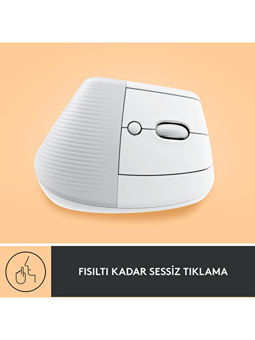 Logitech Lift Sessiz Kablosuz Dikey Beyaz Optik Mouse