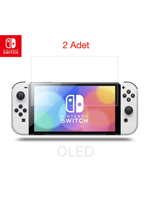 Nintendo Switch Oled Uyumlu Temperli Cam Koruyucu Şeffaf 2 Adet