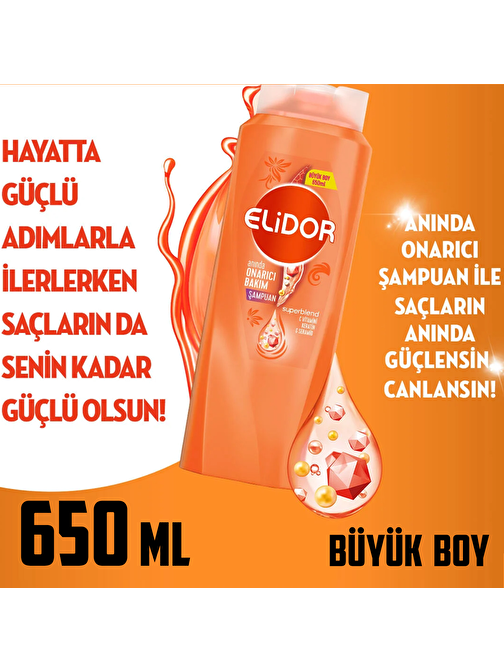 Elidor Anında Onarıcı Bakım Saç Bakım Yeni Formüllü Şampuan 650 ml