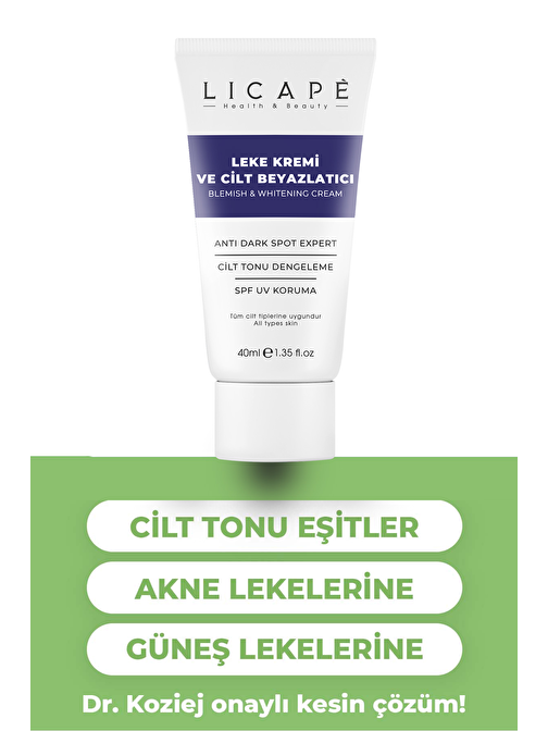 Licape Ultra Nemlendirici Leke Kremi Ve Cilt Beyazlatıcı Yüz Kremi Vücut Kremi 40 ml