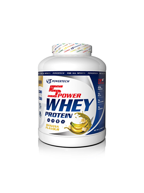 Powertech 5Power Whey Protein Tozu 72 Servis 2160 gr Muz Aromalı