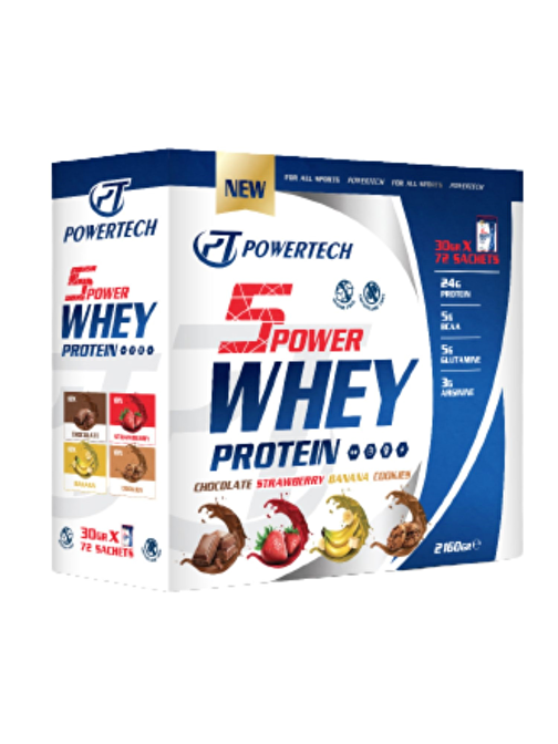 Powertech 5Power Whey Protein Tozu 30 gr 72 Saşe 4 Mix