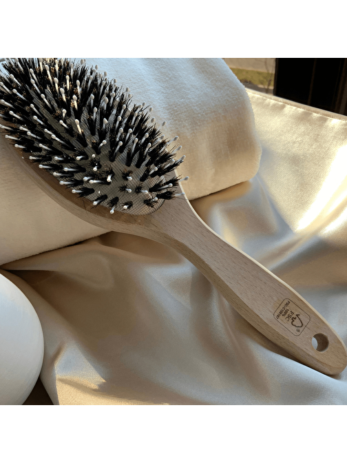 Efsoon Organics Kayın Ağacı Doğal Kıllı Kaynak Saç Açma Fırçası Saç Derisi Masajı