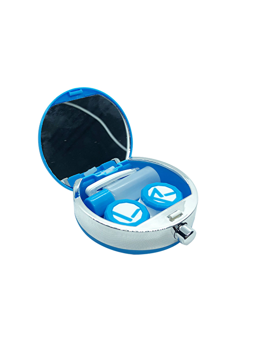 Parfüm Şişesi Şeklinde Aynalı Mavi Lens Kabı
