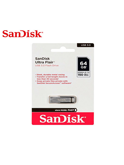 SANDISK 64GB ULTRA FLAIR USB 3.0 FLAŞ BELLEK