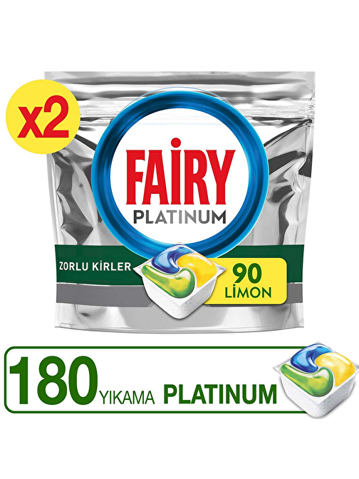 Fairy Platinum Limon Kokulu Bulaşık Makinesi Deterjanı Tableti 90 x 2 180'li