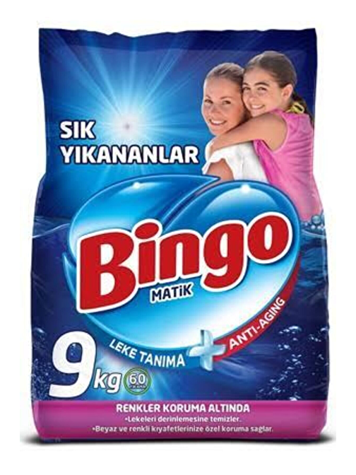 Bingo Matik Toz Çamaşır Deterjanı Sık Yıkananlar Renkli Ve Beyaz 9 Kg