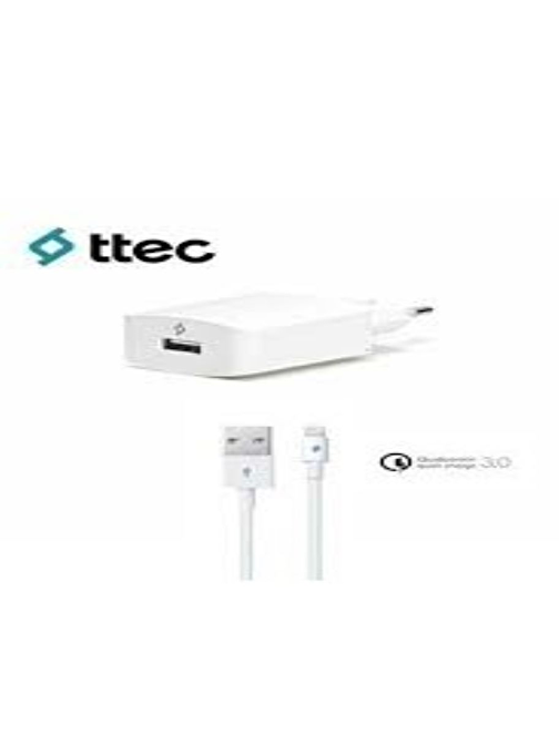Ttec USB Qc 3.0 Hızlı Şarj Aleti + Lightning USB Kablo Beyaz