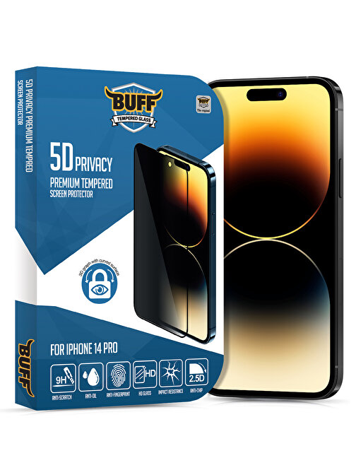 Buff iPhone 14 Pro 5D Privacy Ekran Koruyucu