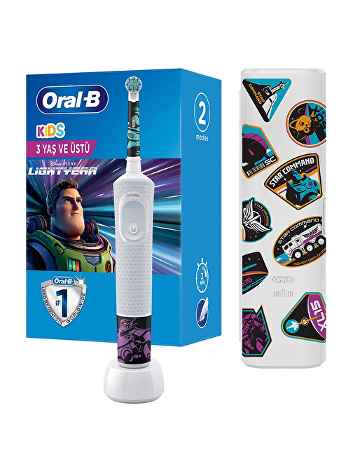 Oral-B Çocuk Şarjlı/Elektrikli Diş Fırçası Lightyear D100+Seyahat Kabı Özel Seri