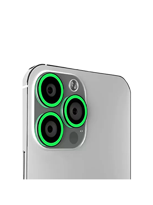 Binano iPhone 13 Pro - Max Kamera Lens Koruyucu Fosforlu Yeşil