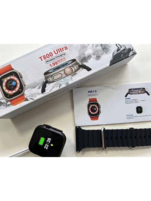 T800 Ultra Android - iOS Uyumlu 44 mm Akıllı Saat Siyah