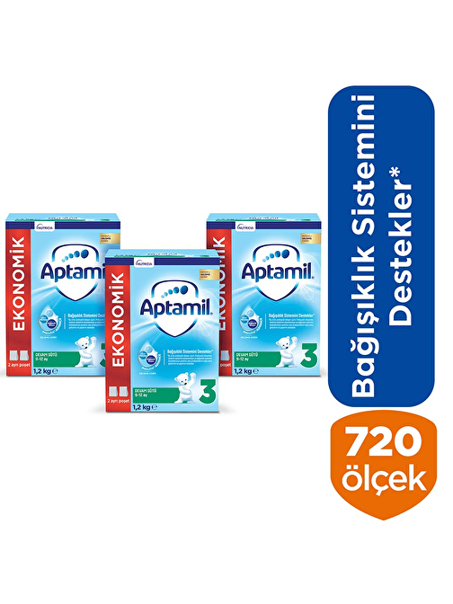 Aptamil 3 Mega Paket Balık Yağı Devam Sütü 3x1200 gr 9-12 Ay