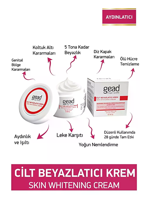 Gead Cosmetic Gead Aydınlatıcı Formülü Ile Cilt Beyazlatıcı Krem- 50 Gr