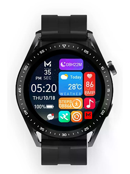 Smarta Hw3 Smartwatch 2022 Mhw3 Android - iOS Uyumlu Nfc Siri GPS Bluetooth Çağrı Arama Akıllı Saat Siyah