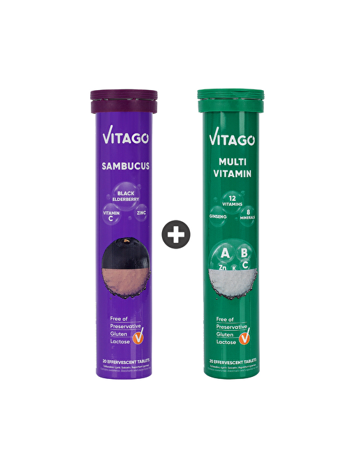 Vitago 2'Li Paket - Sambucus Multivitamin Multimineral 20'Li Efervesan Tablet