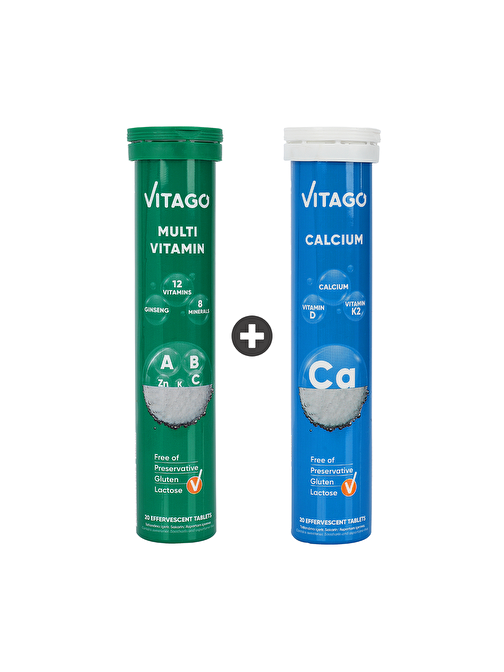 Vitago 2'Li Paket - Multivitamin Multimineral + Kalsiyum 20'Li Efervesan Tablet