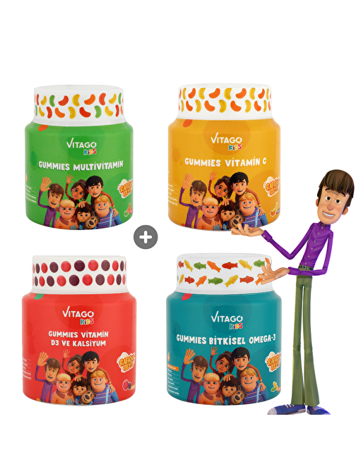 Vitago Kids 4'Lü Paket Gummies Vitamin Seti