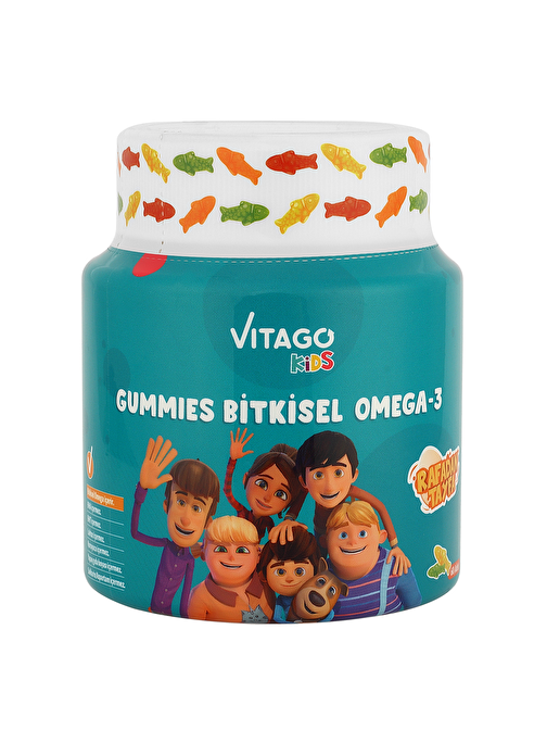 Vitago Kids Gummies Bitkisel Omega-3 Içeren Çiğnenebilir Form Takviye Edici Gıda 60 Adet