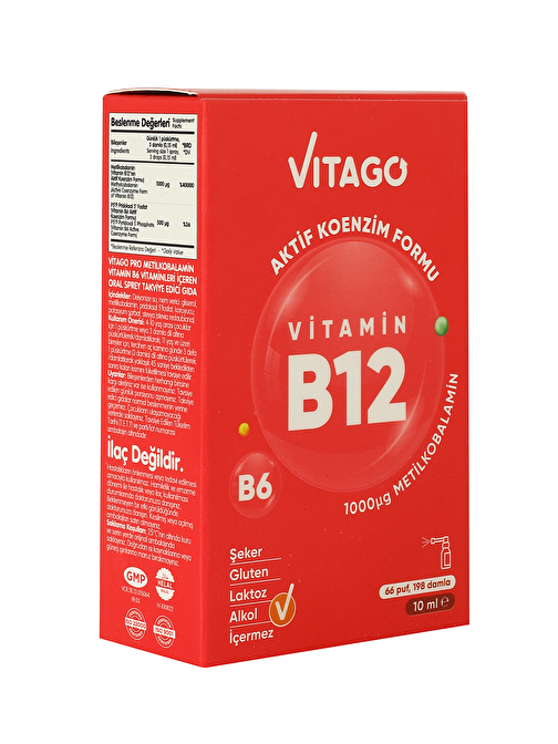 Vitago B12 Metilkobalamin Vitamini İçeren 10 Ml Sprey
