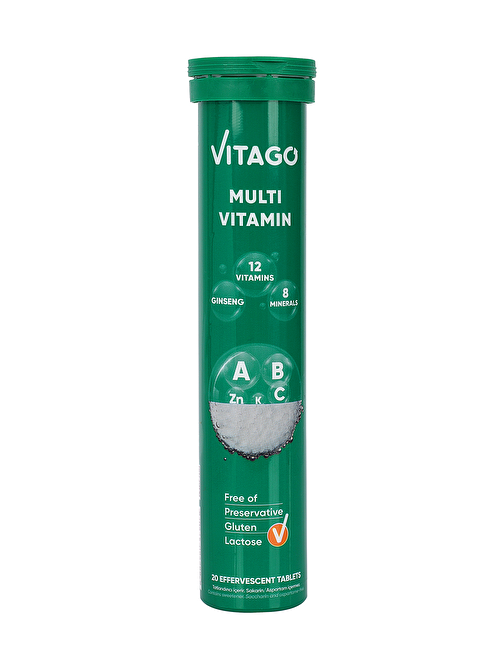 Vitago Multivitamin, Multimineral İçeren 20'Li Efervesan Tablet