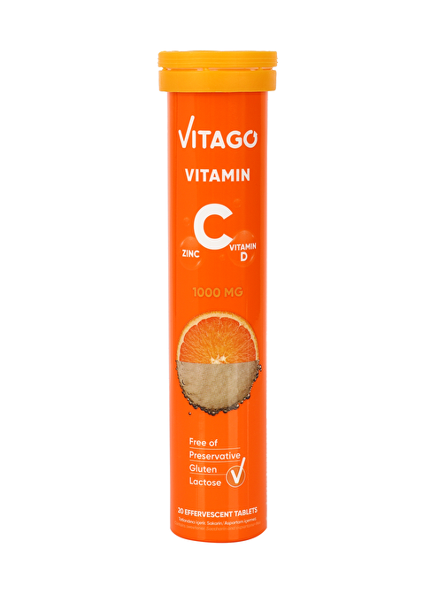 Vitago C Vitamini 1000 Mg + Vitamin D + Çinko İçeren 20'Li Efervesan Tablet