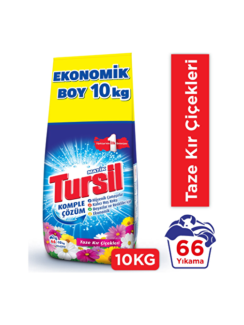 Tursil Toz Çamaşır Deterjanı 10kg (66 Yıkama) Taze Kır Çiçekleri