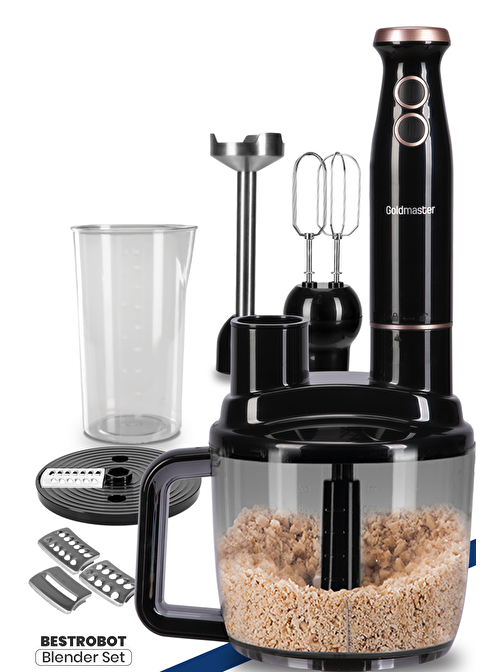 Goldmaster Bestrobot 5in1 1500 W Çoklu Blender Seti Siyah