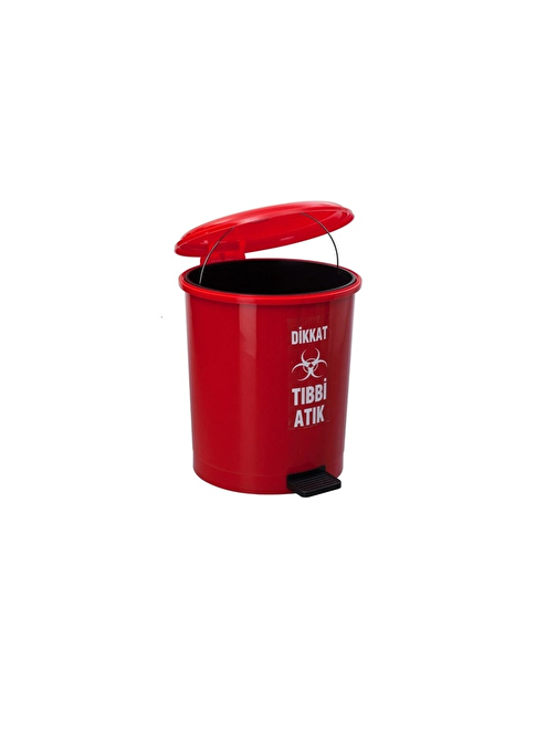 Safell Pedallı Tıbbi Atık Çöp Kovası 40 Litre Kırmızı - Çıkarılabilir İç Kovalı