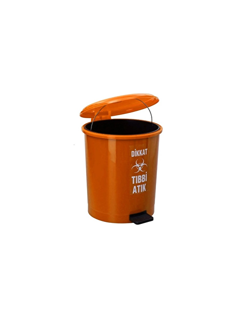 Safell Pedallı Tıbbi Atık Çöp Kovası 40 Litre Turuncu - Çıkarılabilir İç Kovalı