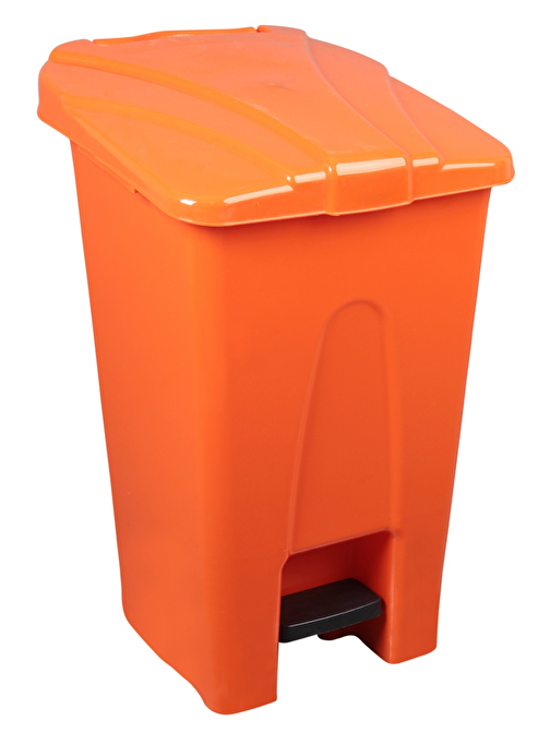 Safell Plastik Pedallı Çöp Kovası, 70Lt Çöp Konteyneri – Turuncu