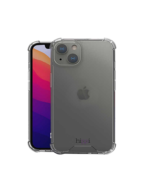 Hippi Hippi iPhone 13 Darbe Emici Dayanıklı Sert Şeffaf Silikonlu Telefon Askılı Kılıfı Uyumlu