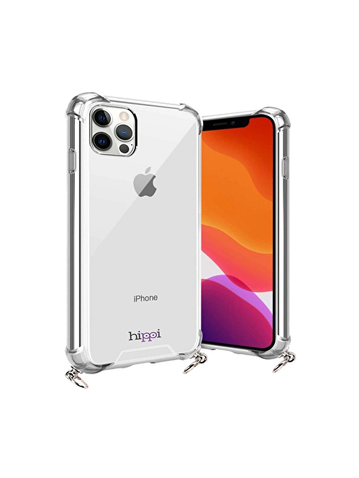 Hippi Hippi iPhone 14 Pro Max Uyumlu Şeffaf Askılı Telefon Kılıf