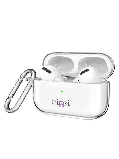 Hippi Airpods Pro Uyumlu Silikon Bluetooth Kulaklık Askılı Kılıf Şeffaf