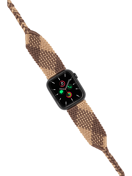 Hippi Apple Watch 38 - 40 - 41 mm Braided Band Akıllı Saat Kordonu Bej - Kahverengi