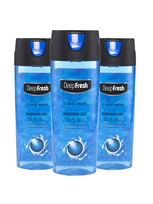 Deep Fresh Pratik Kapaklı Erkek Duş Jeli Cool Men 3 x 500 ml