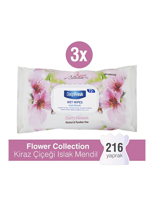 Deep Fresh Flower Collection Islak Mendil Kiraz Çiçeği 3 X 72 Yaprak