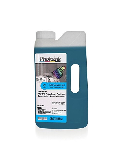 Photoink Dx5 Ve Dx7-5113 Kafalar İçin Muadil Camgöbeği Eco Solvent Mürekkep 1000 Ml