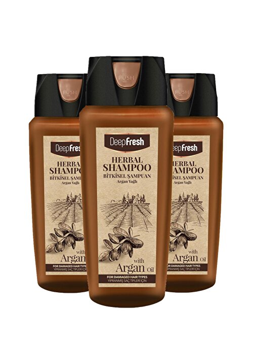 Deep Fresh Herbal Bitkisel Argan Yağı Özlü Yıpranmış Saçlar İçin Şampuan 3 x 500 ml
